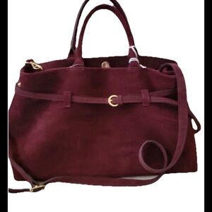 MADE IN ITALY VIOLA CASTELLANI CROSSBODY SATCHEL SUEDE LEATHER WINE BURGUNDY NEW